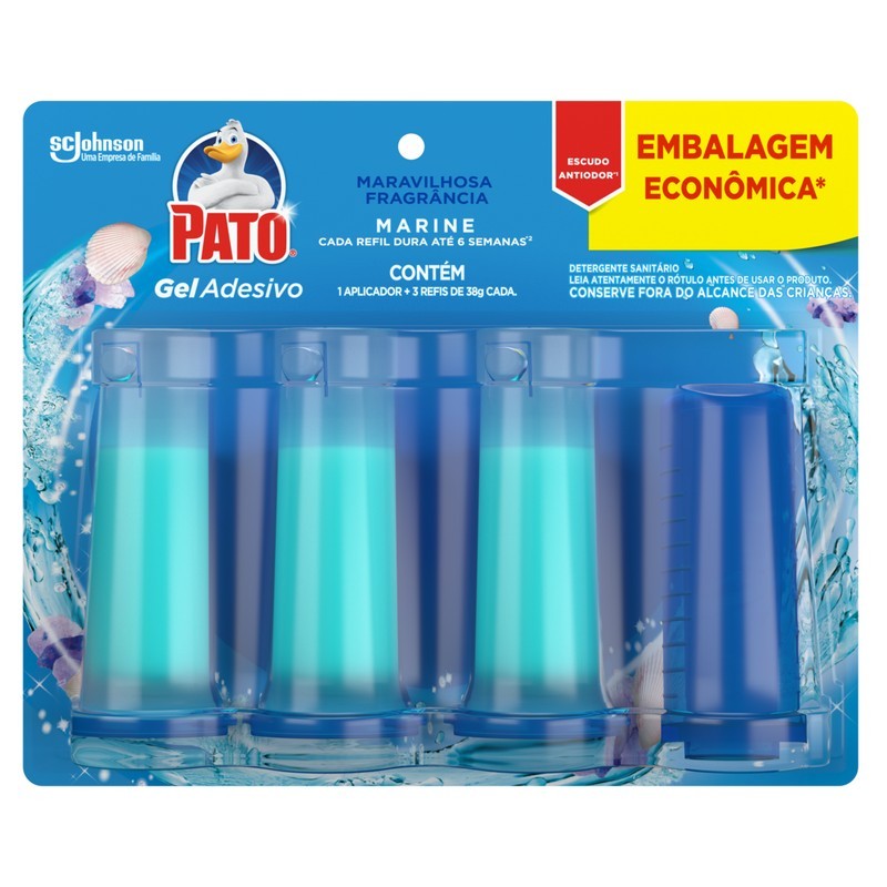 Detergente Sanitário Gel Adesivo com Aplicador Marine Pato 38g Refil