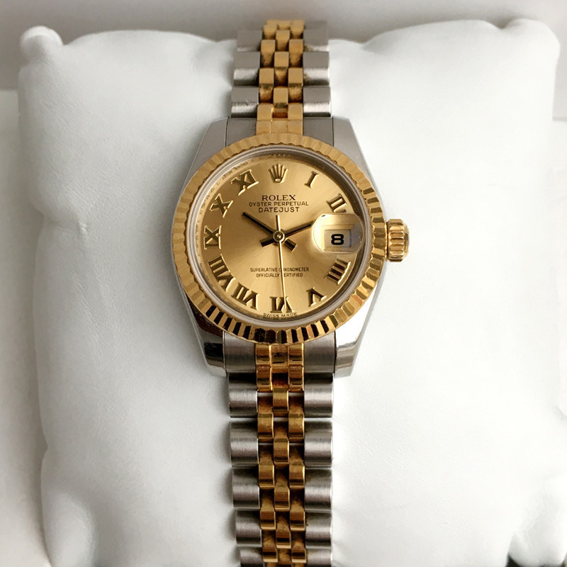Rolex Rolex Rolex Rolex179173 Relógio feminino mecânico automático de ouro 18K tipo diário