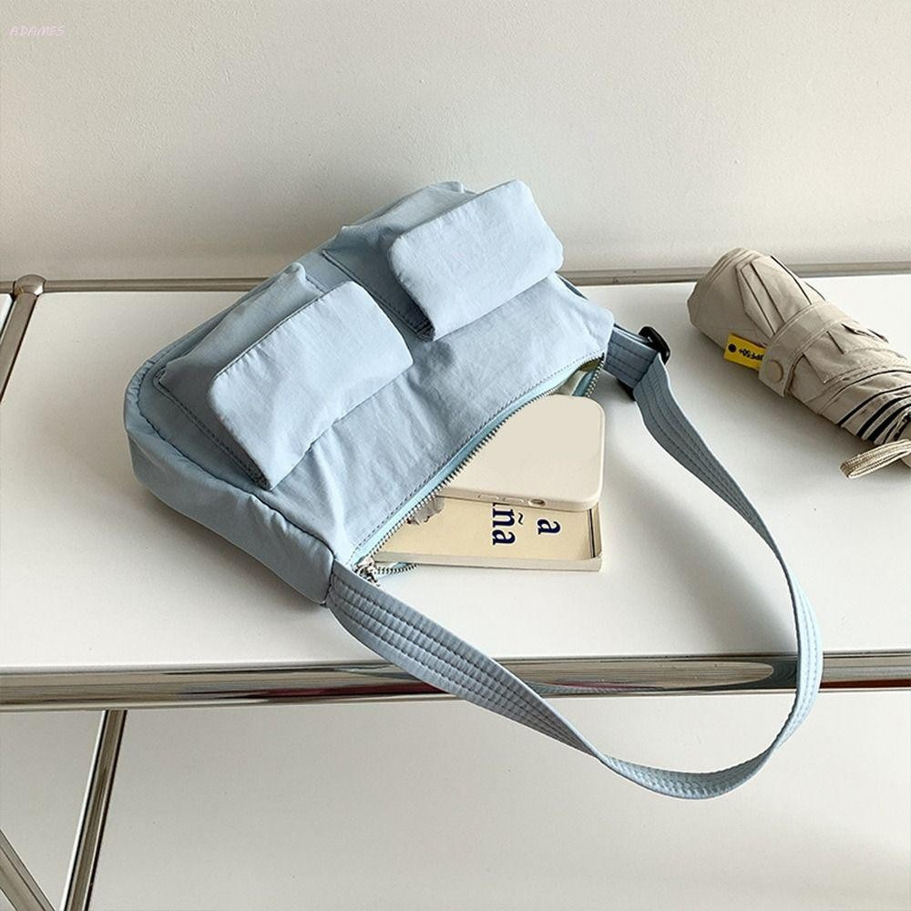 Bolsa de ombro ADAMES, bolsa transversal de nylon em cor sólida, design à prova d'água, design com múltiplos bolsos.