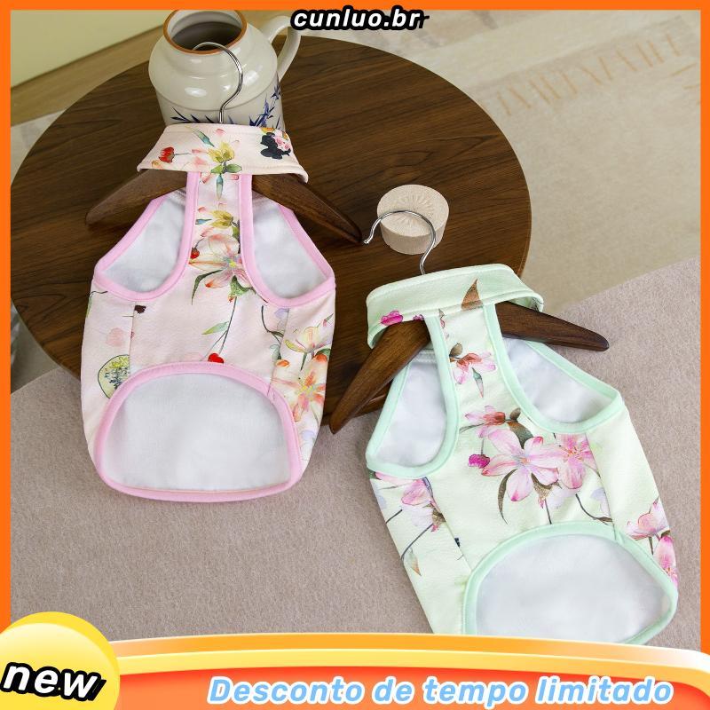 Roupas Para Cães Primavera Verão Fino Novo Estilo Chinês Teddy Schnauzer Bichon Gato Sem Mangas Arnês Colete