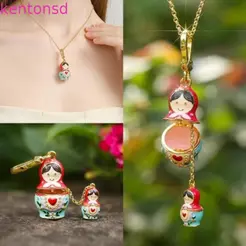Chaveiro Que Pode Ser Aberto E Fechado KENTONSD , Colar De Boneca Matryoshka Com Joias De Coração , Corrente De Clavícul