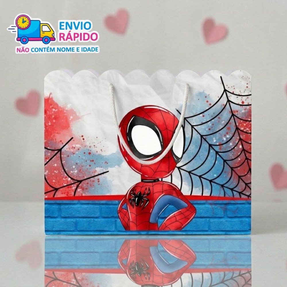 Kit Sacolinha Personalizada Homem Aranha (20x15x7cm) Lembrancinhas de Aniversário - PEGUE E MONTE