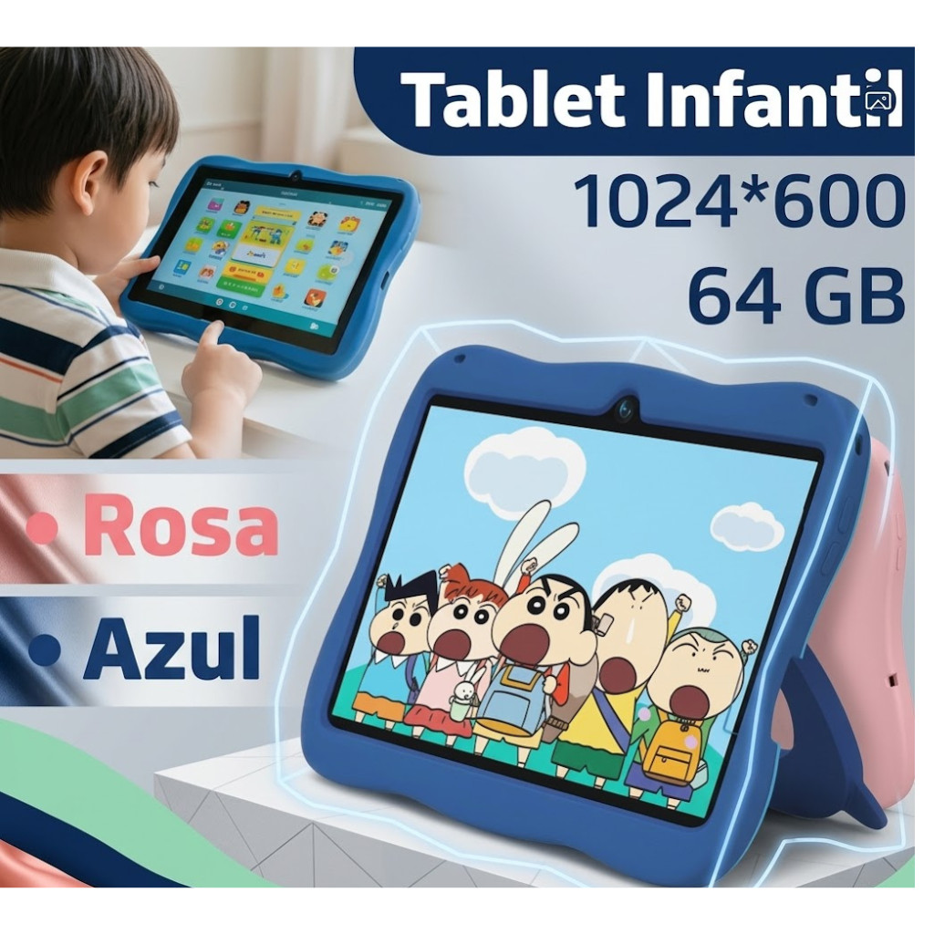 Tablet infantil de 7 polegadas, sistema Android 13.0, com caneta stylus, capa protetora de silicone