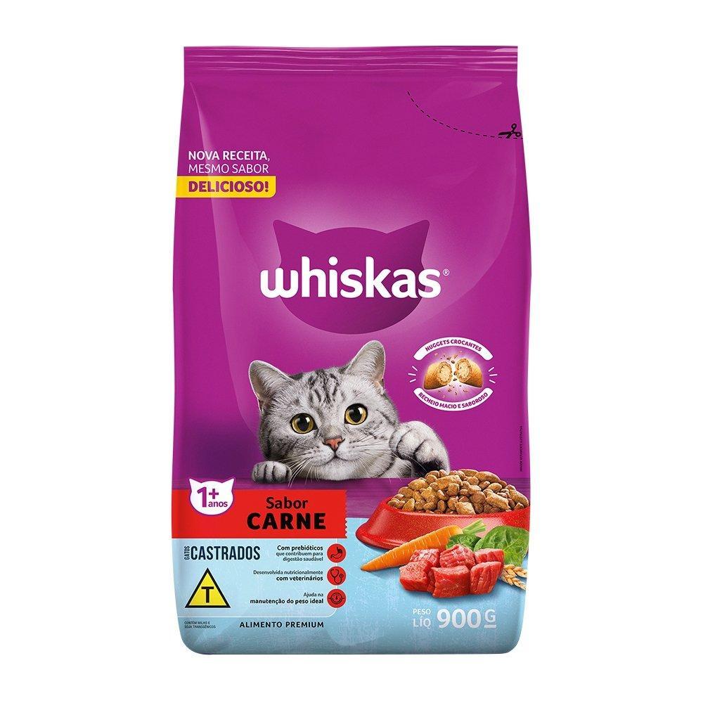 Ração Whiskas Gatos Castrados Carne 900g