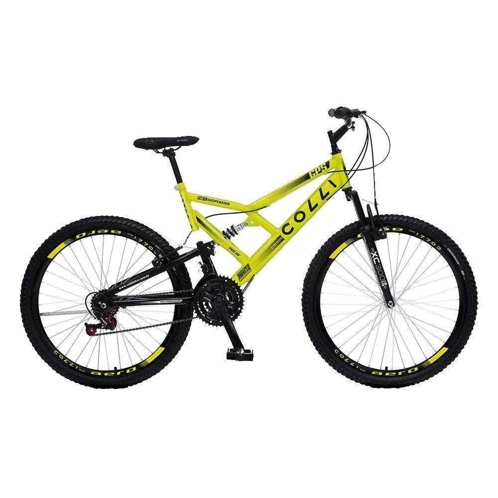 Bicicleta Adulto Colli GPS Aro 26, 21 Marchas, Quadro Tamanho 19, Freio V-Brake, Amarelo Neon