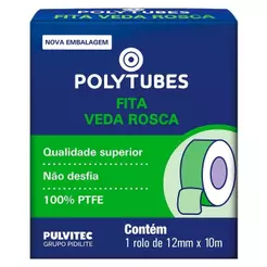 Fita Veda Rosca Pulvitec Polytubes 12mmx10m - Embalagem com 60 Unidades