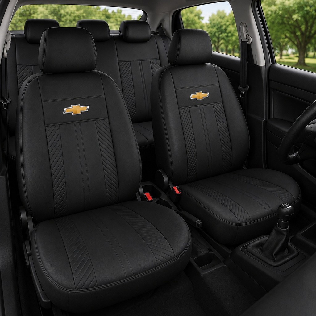 Jogo Capa De Banco Para Carro Couro Ecológico Diamantada Premium Completo Chevrolet Corsa Celta Prisma Onix Agile