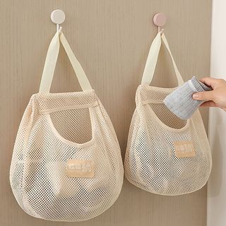 2 pçs saco de bolso de rede de armazenamento montado na parede colocar roupa interior guarda-roupa pendurado bolso líqui