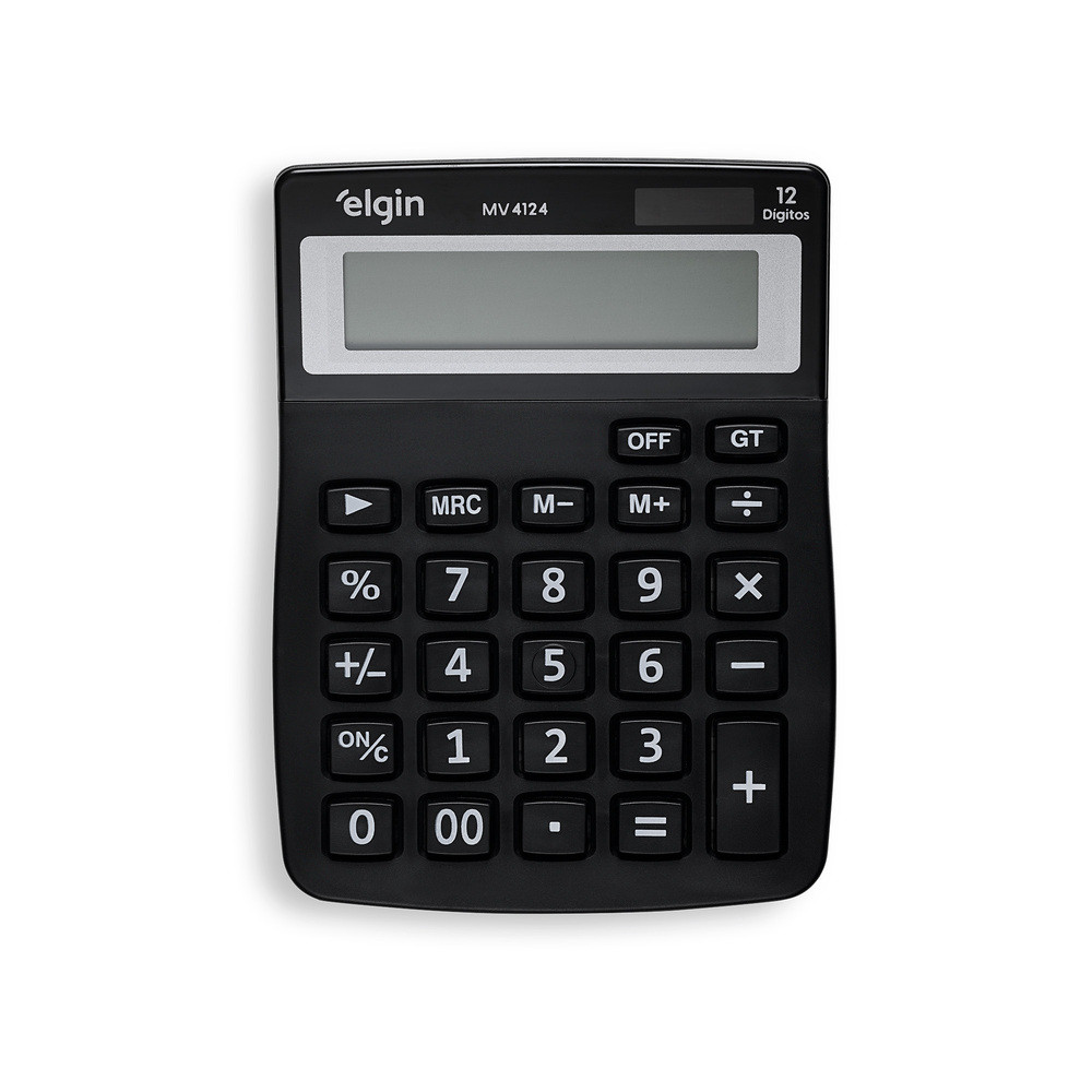 Calculadora de Mesa MV4124 - 12 Dígitos Função Correção Preta