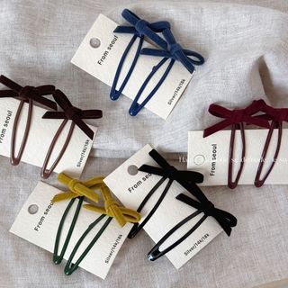 Grampo de cabelo com laço de lã feminino novo estilo um par conjunto cor sólida seda doce lado franja de cabelo quebrado