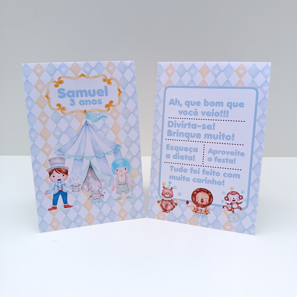 Plaquinha de Agradecimento Circo Menino l Personalizados l Lembrancinha de Festa l Aniversário