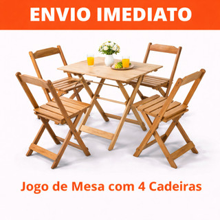 Jogo de Mesa com 4 Cadeira Dobravel 70x70 Area Externa