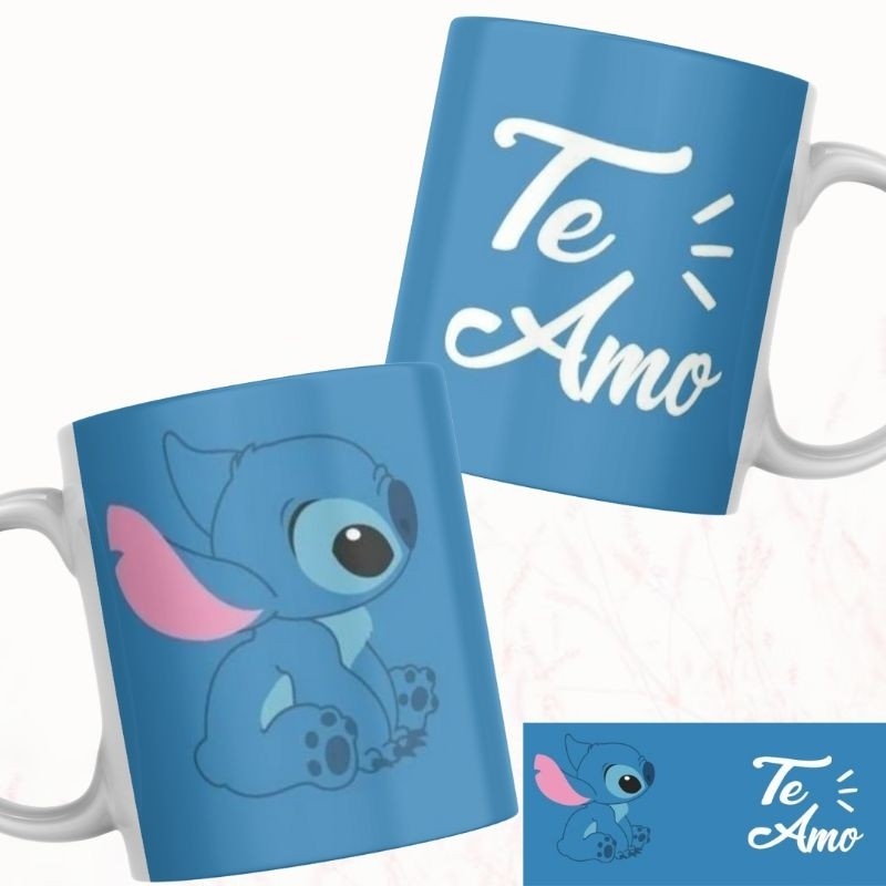 Xícara Caneca Personalizada Cerâmica Stitch Casal Dia Dos Namorados Promoção Presente Novidade