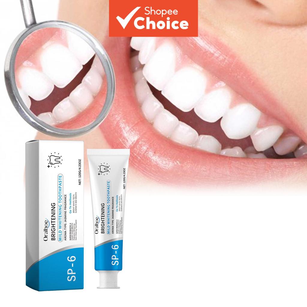 Oralhoe SP-6 Pasta de Dentes Branqueadora Probiótica [120g] Pasta Dental com Fragrância de Jasmim para Sorriso Radiante.