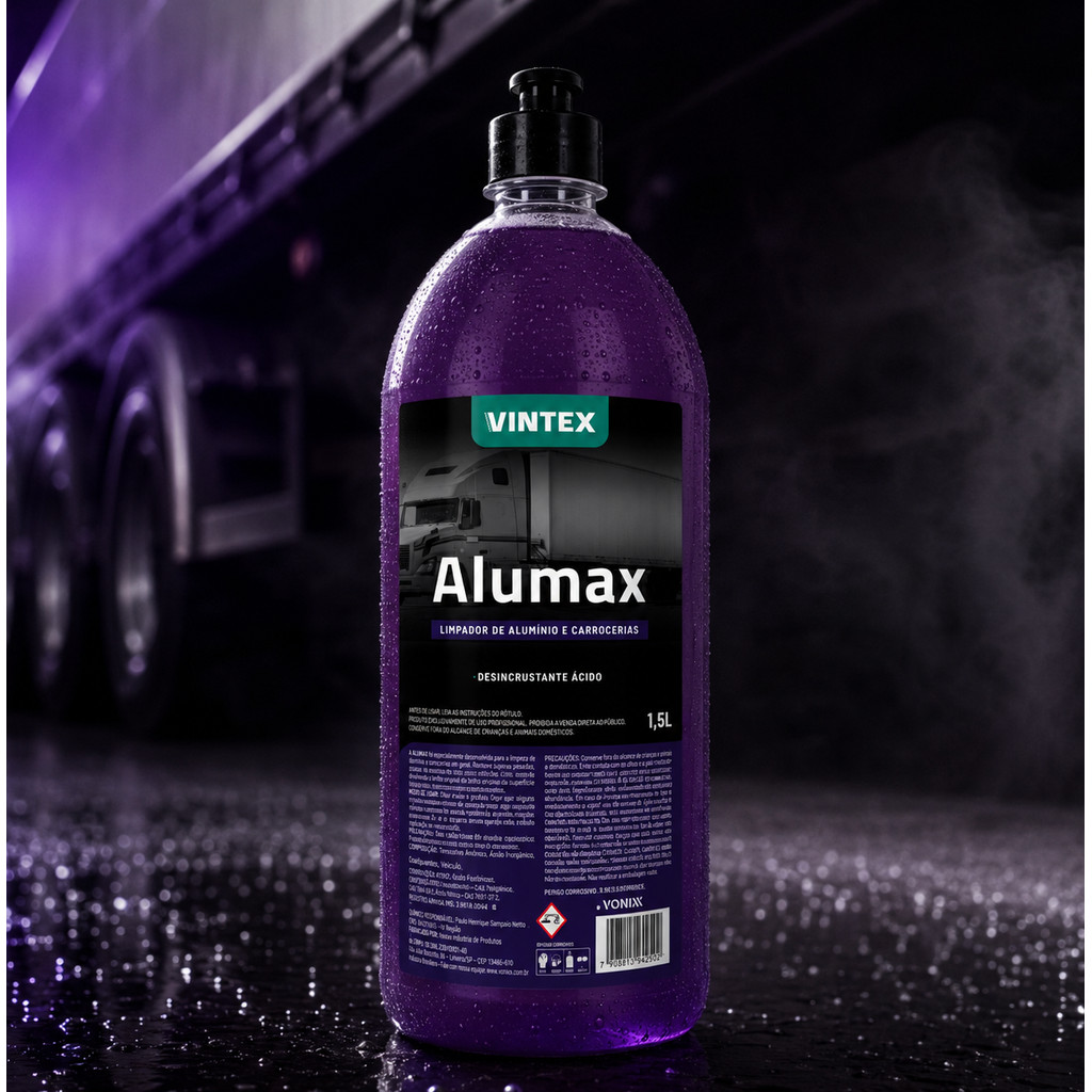 Desincrustante Ácido Prof. Alumax Vintex Limpeza Pesada 1,5L caminhão caminhões lataria ácido sujeira pesada lavagem