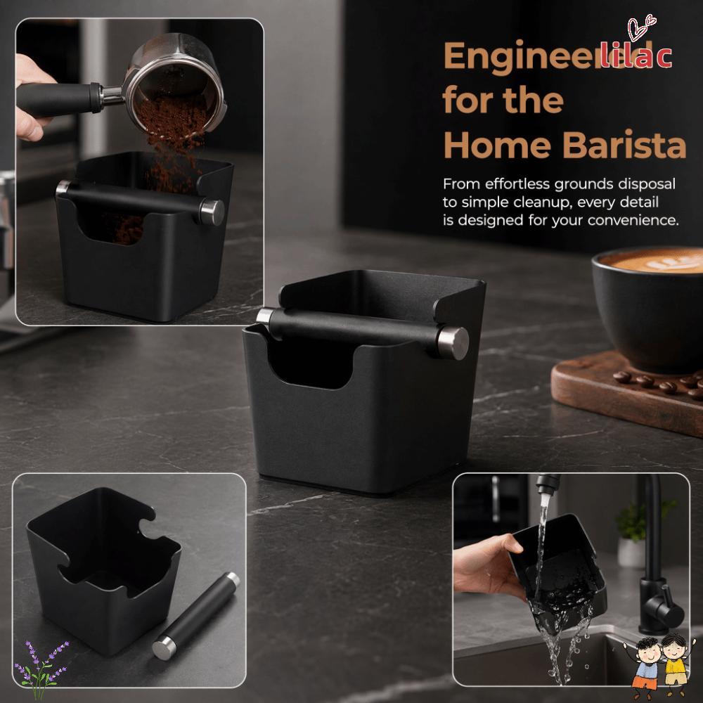 Caixa De Batida Para Café Expresso LILAC , Quadrada De Aço Inoxidável , Base De Borracha Antiderrapante