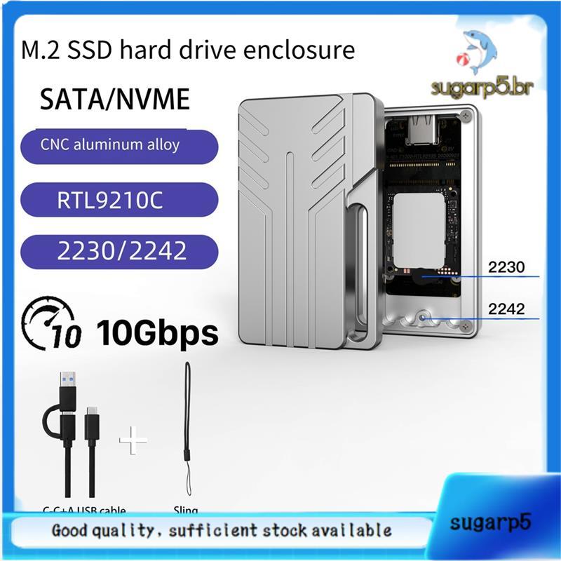 M2 SSD Case SATA/NVMe USB 3.2 Tipo C Gen2 10Gbps Gabinete Liga De Alumínio M . 2 Unidade De Estado Sólido Para 2230 2242
