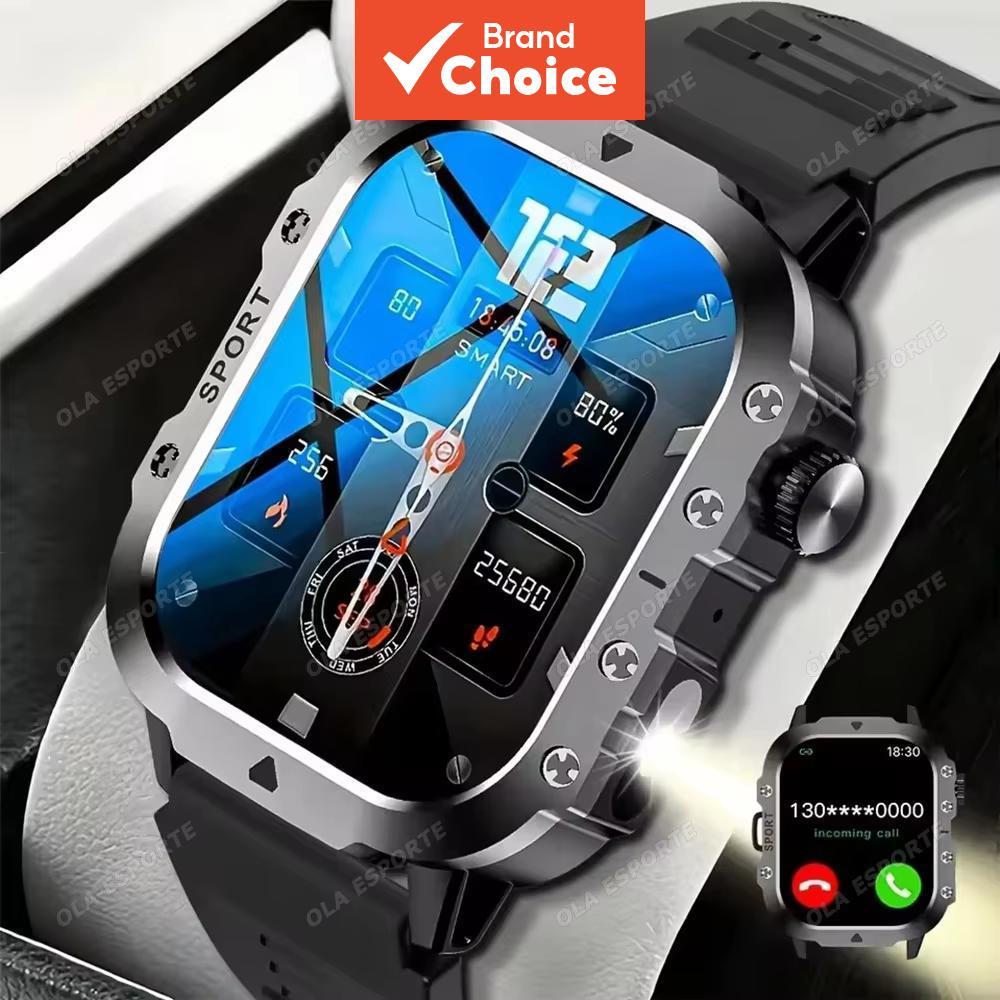 Lanterna LED Relógio Inteligente com Tela AMOLED, Chamada Bluetooth, Relógio Fitness Masculino, Monitoramento