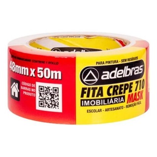 Fita Crepe Adelbras Branca 48mm X 50m Para Pintura Parede Madeira Automotiva Mascaramento Reforma