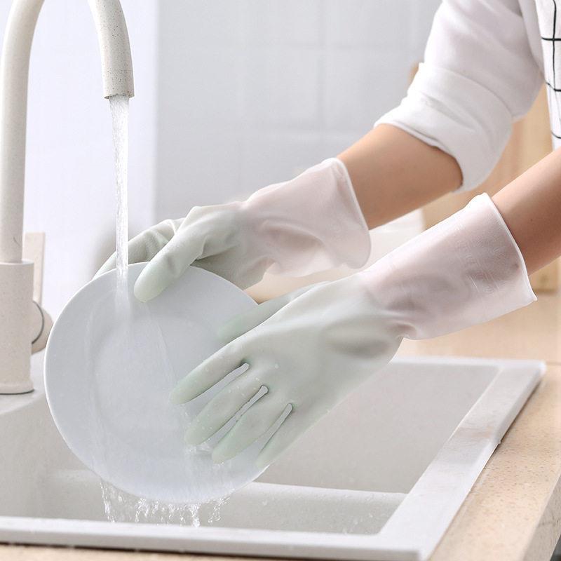 Luvas de borracha à prova d'água Luvas de lavar louça Mulheres Cozinha doméstica Tipo durável Adesivos Luvas de borracha