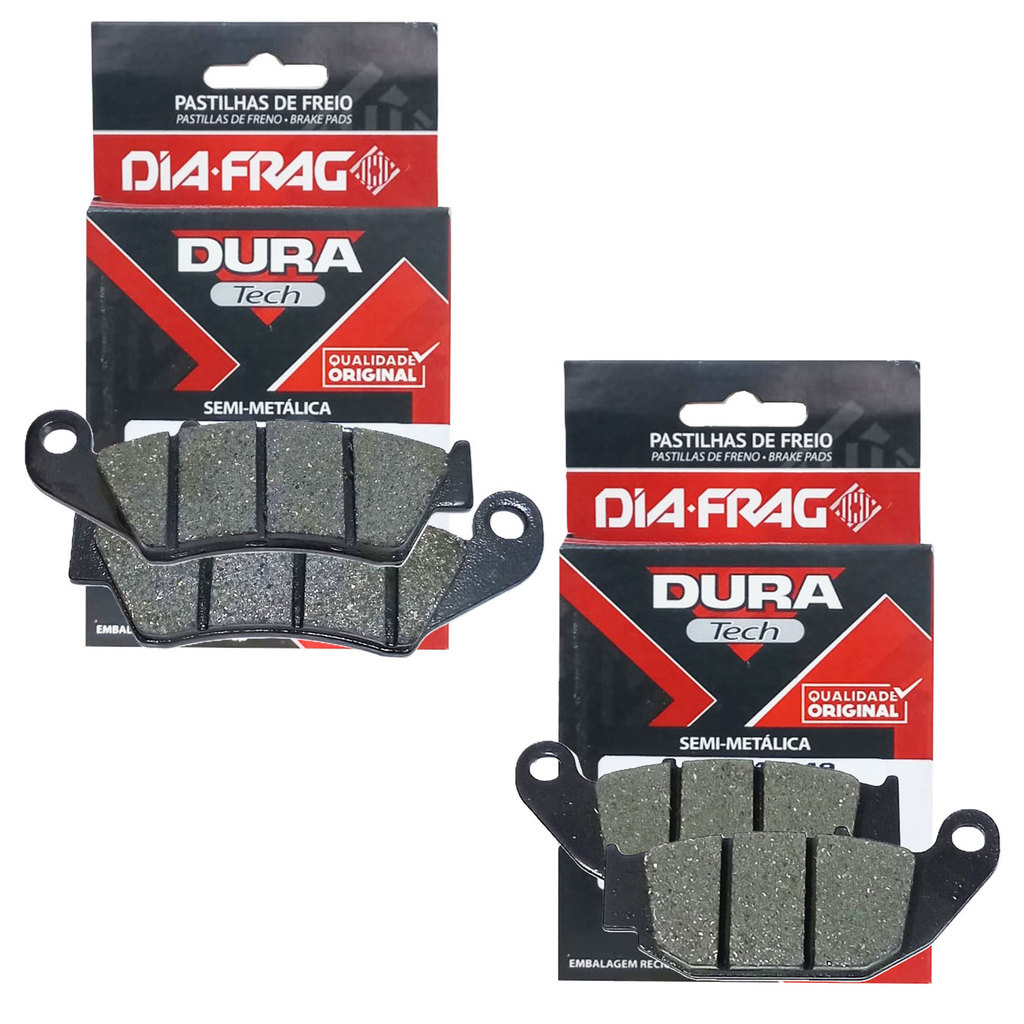 Kit Pastilhas de Freio Xre 300 Abs 2019-2023 / Xre 190 Até 2024 Diafrag Dura Tech (Semimetálica)