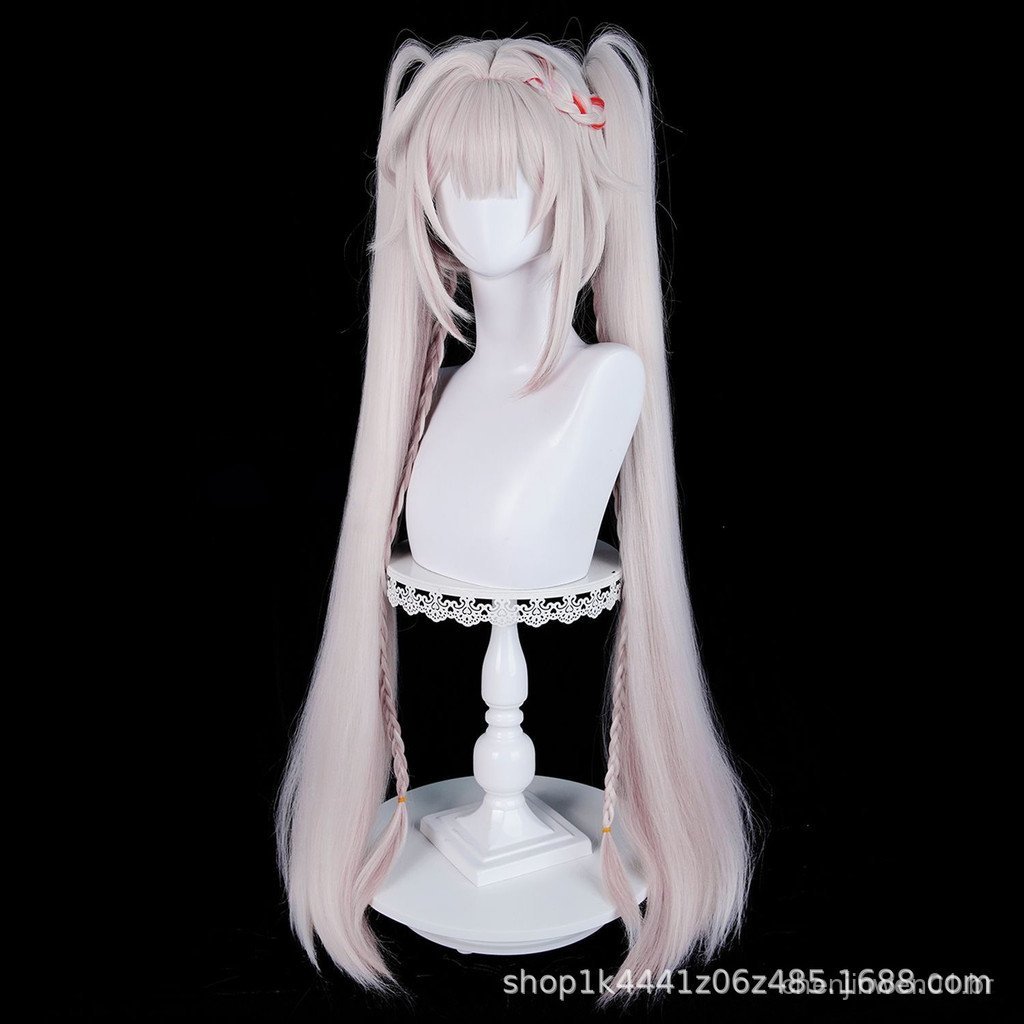 Peruca de cosplay Honkai: Star Rail Sparkle SP, gradiente prata-rosa, com presilha de garra e duas tranças 6Y77