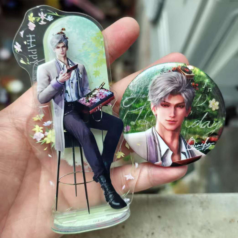 2 peças/conjunto de broche Amor E Deepspace Sylus 58mm, vem com suporte de acrílico para retrato, presente de decoração 