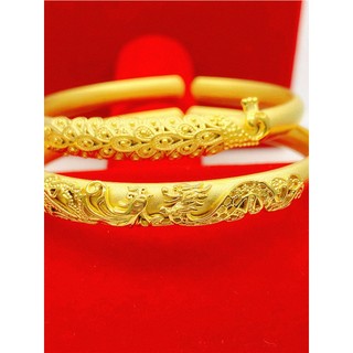 Imitação de ouro vietnã areia ouro método antigo pulseira feminino dragão Phoenix pavão fosco aberto pulseira sólida ban