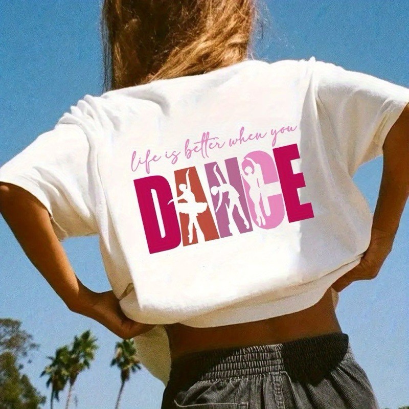 [Camiseta Premium em Algodão Puro]BOW Camiseta Feminina Dança Ballet Camiseta Ensaio Estilosa Confortável Treino