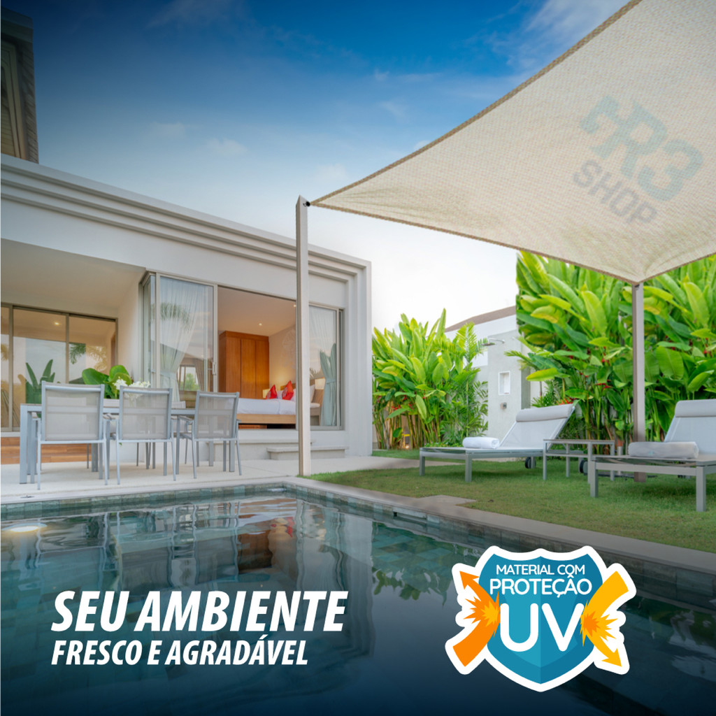 Lona Tela Pergolado Toldo Sombrite 90% Shade jardim 4x4 Piscina Sombreiro Tenda