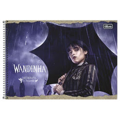 Caderno espiral capa dura cartografia 80 folhas Wandinha Tilibra