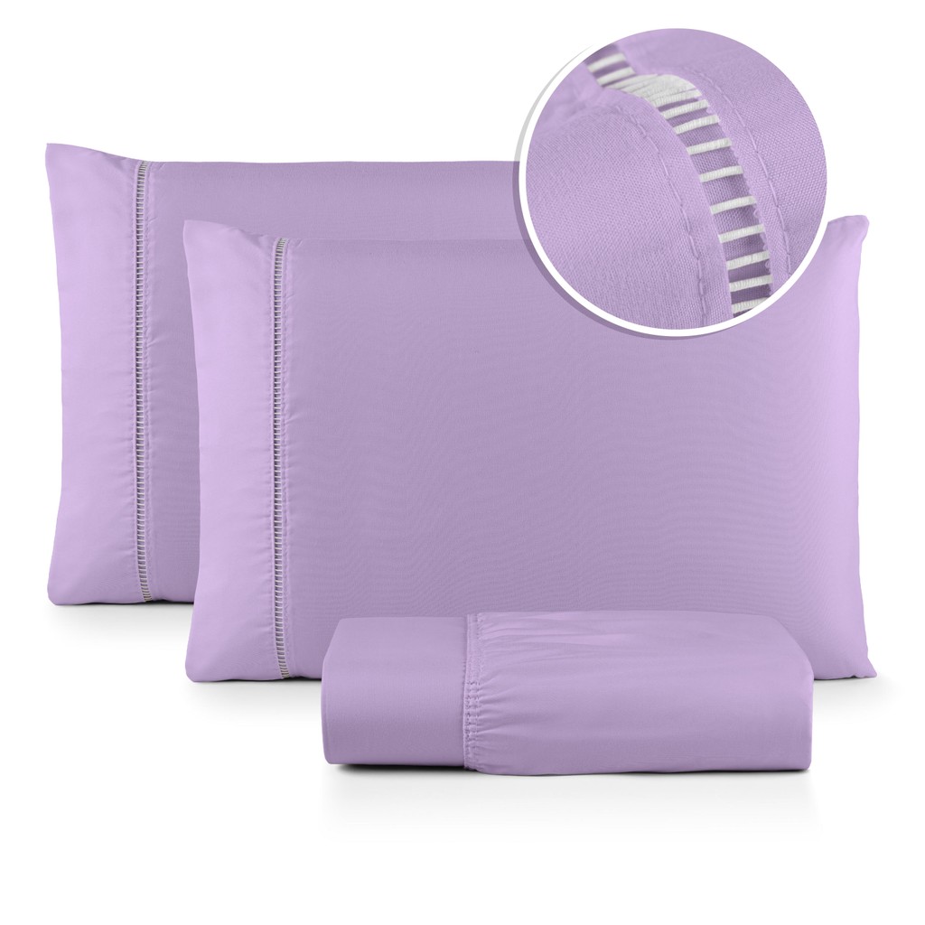 Lençol Casal Padrão MicroPercal 400 Fios 3 Peças com Fronha Ponto Palito em Oferta na Shopee