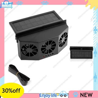 3 Cabeça Solar Ventilador De Refrigeração Do Carro Elétrico Refrigerador De Ar Carregamento Ventilação Radiador Banco Tr