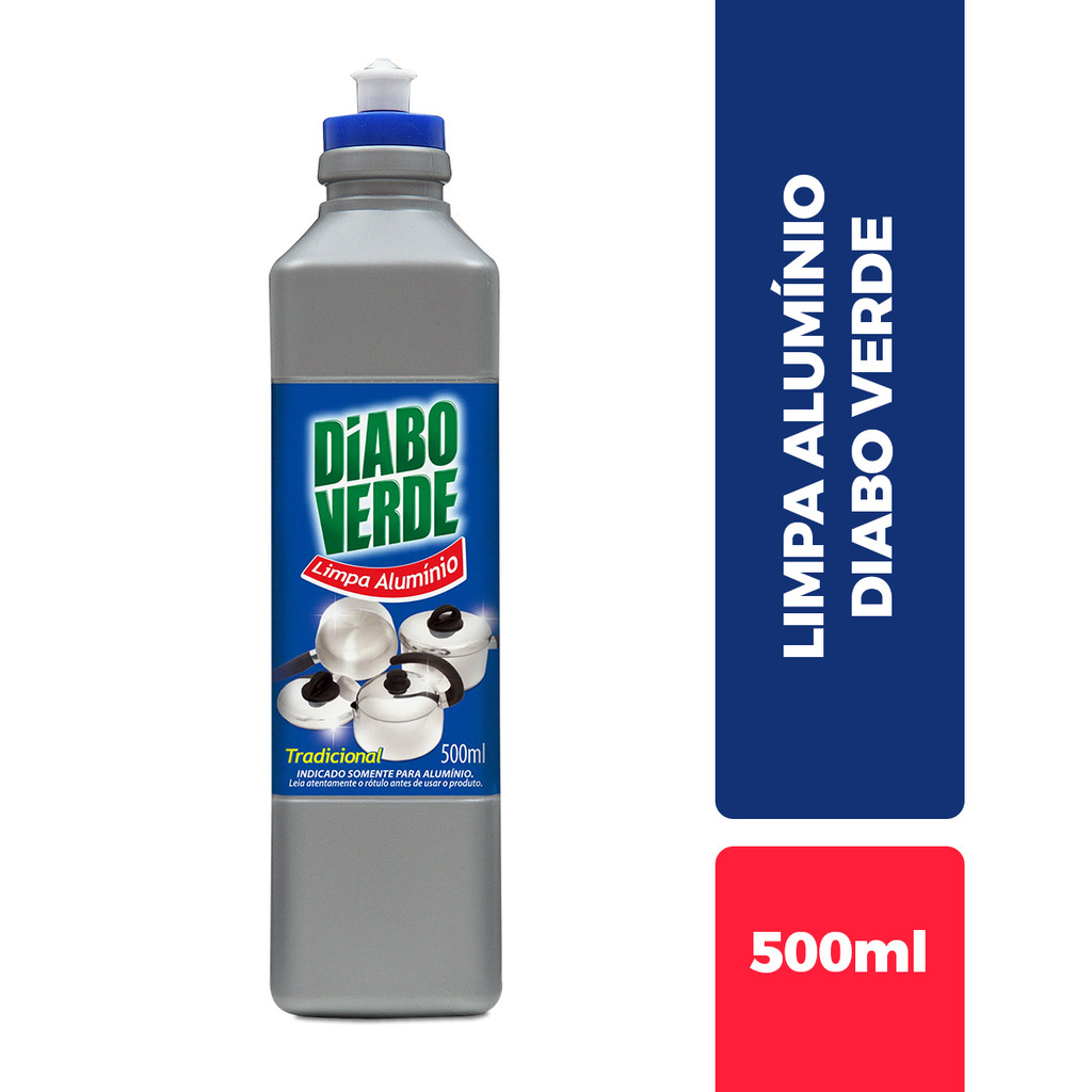 Limpa Alumínio Tradicional Diabo Verde 500ml Remove Manchas Panelas