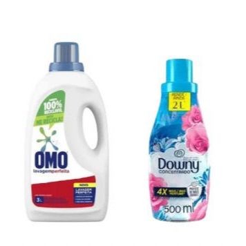 Kit Especial para Lavanderia: OMO Líquido Lavagem Perfeita 3L + Amaciante Downy Brisa de Verão 500ml