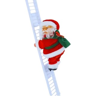Boneco Papai Noel Musical Sobe e Desce Na Escada Corda Paraquedas Elétrico Enfeite De Natal