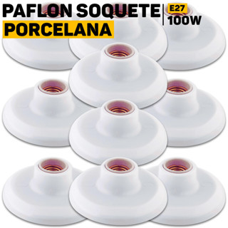 Kit 5 / 10 Plafon Soquete E27 Porcelana 100w Bivolt Plafonier Branco Redondo Luminaria Bocal de Teto em Oferta na Shopee