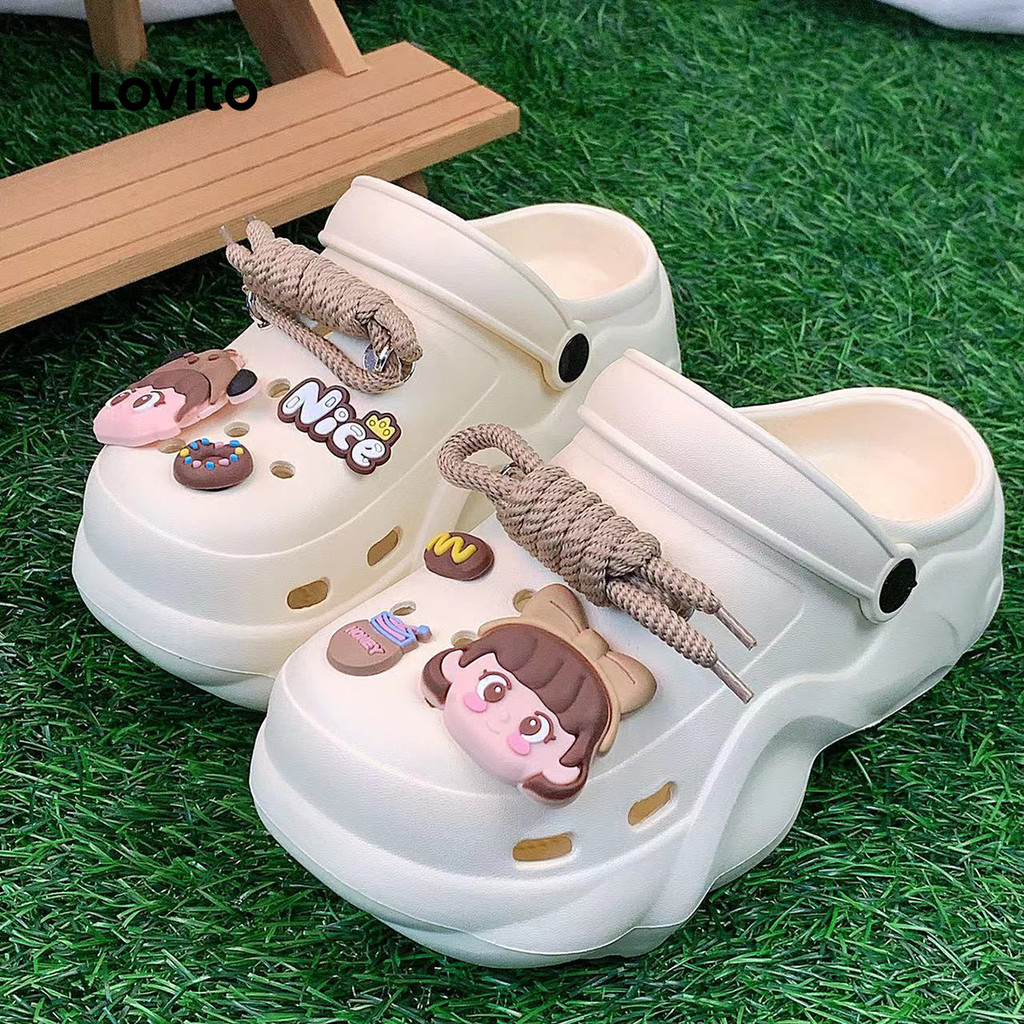 Lovito Sandália Plana Casual Linda Menina Eva Antiderrapante À Beira-Mar Para Mulheres LFA79002 em Oferta na Shopee