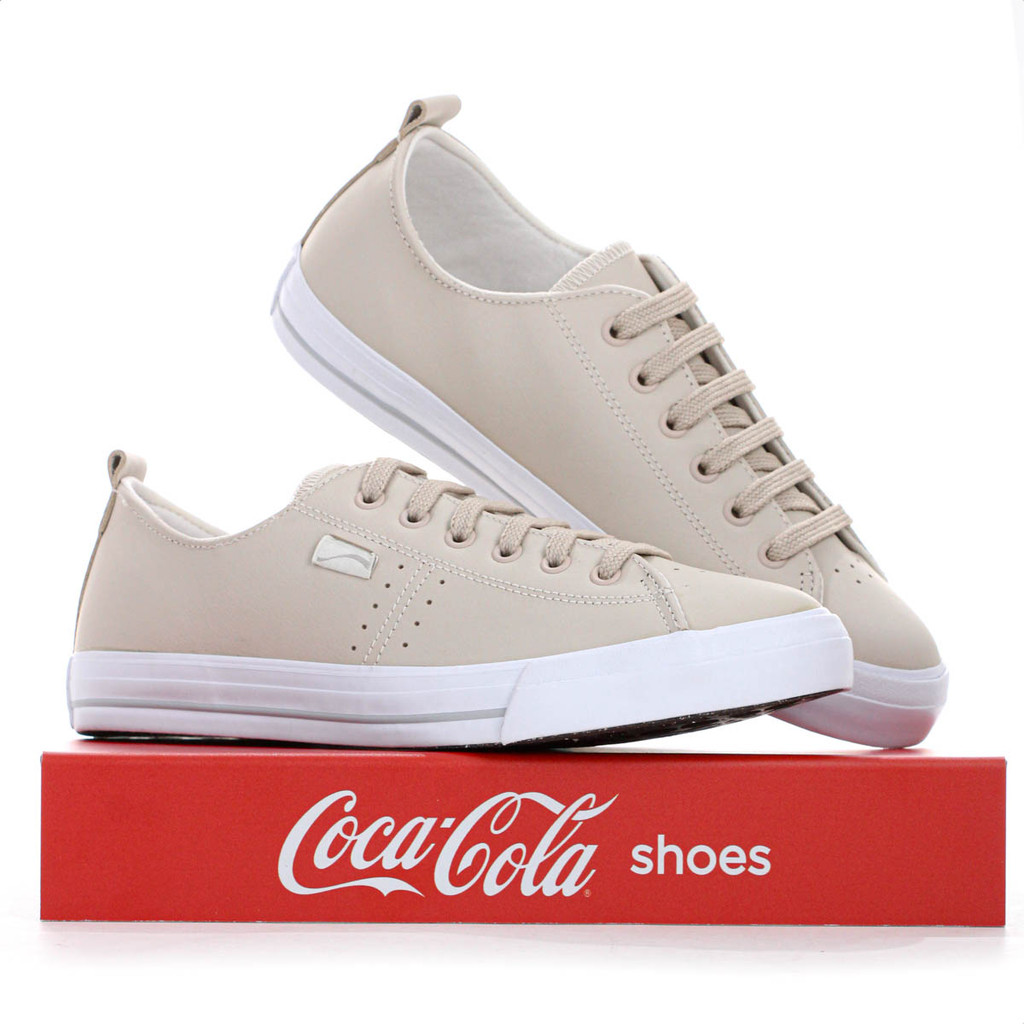 Tênis Coca Cola Isla Leather Bege - Feminino