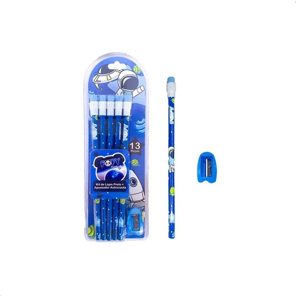 Kit Lapis de escrever 11 lápis de escreve e 1 Apontador Astronauta Material Escolar Volta as Aulas em Oferta na Shopee