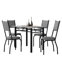 Conjunto Sala De Jantar Mesa Tampo Granito 1,20m Com 4 Cadeiras Diana Artefamol