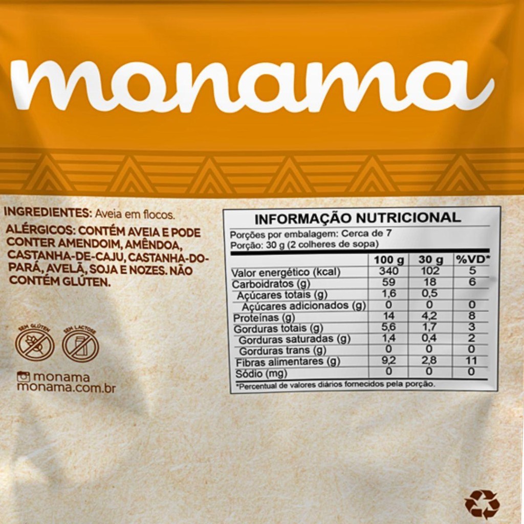 Aveia Em Flocos 200G Sem Glúten Monama — imagem 2 de 2