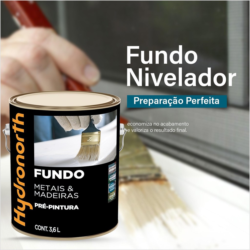 Fundo Para Madeira E Metais Hydronorth 3,6L Sela Pentra e Nivela — imagem 2 de 2