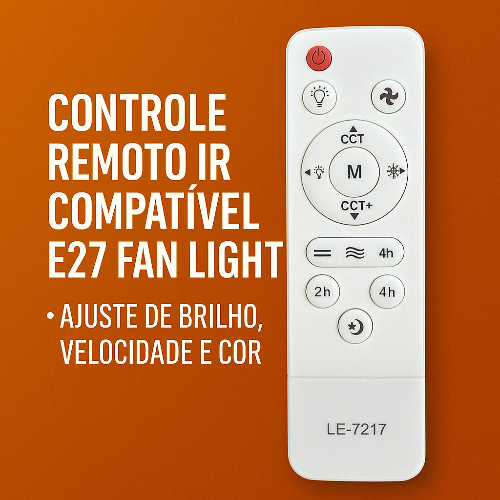 Controle Remoto Ventilador IR Compatível E27 Fan Light | Ajuste de Cor e Escurecimento para Luzes de Teto em Oferta na Shopee