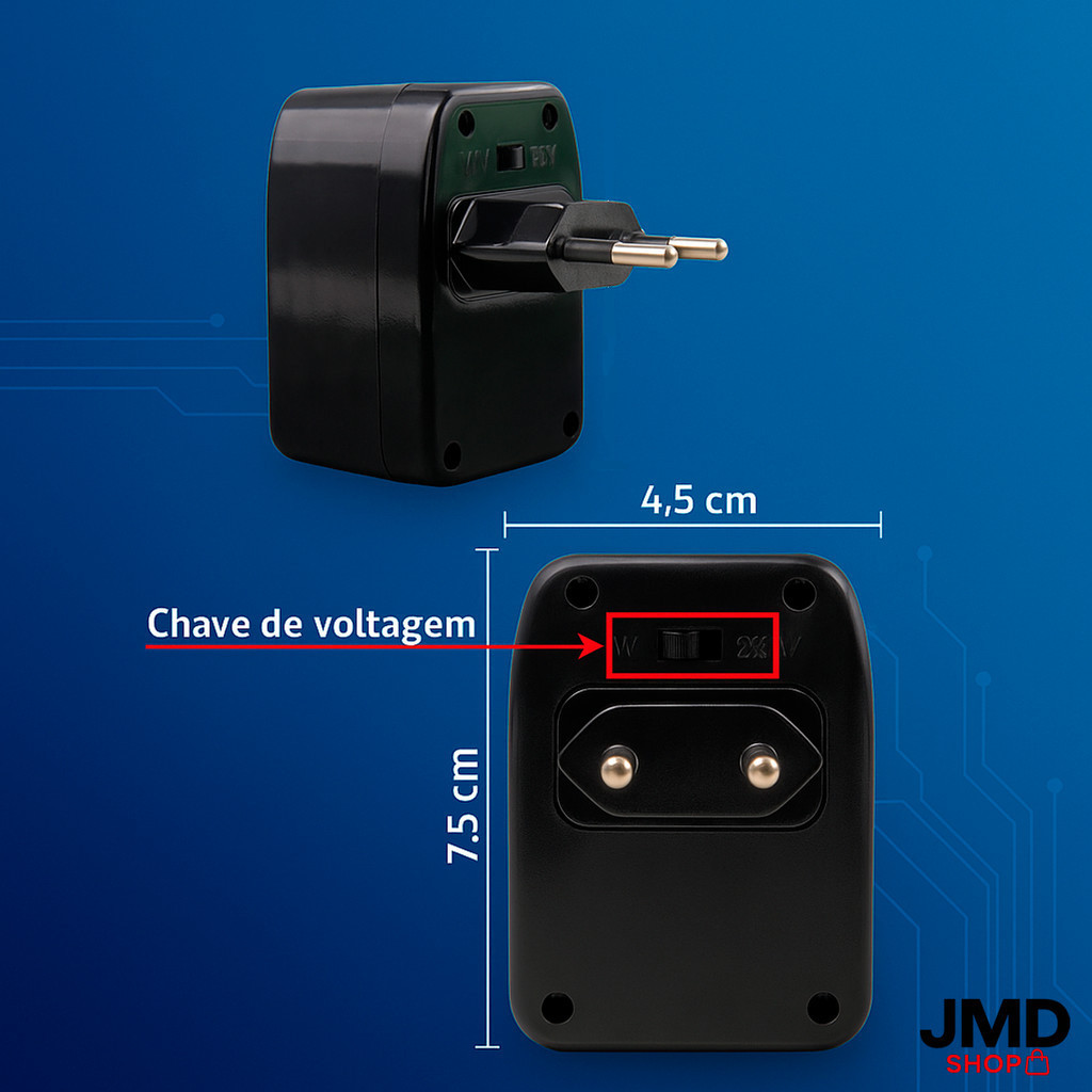 Adaptador de Tomada 110V para 220V e 220V para 110V até 100W em Oferta na Shopee