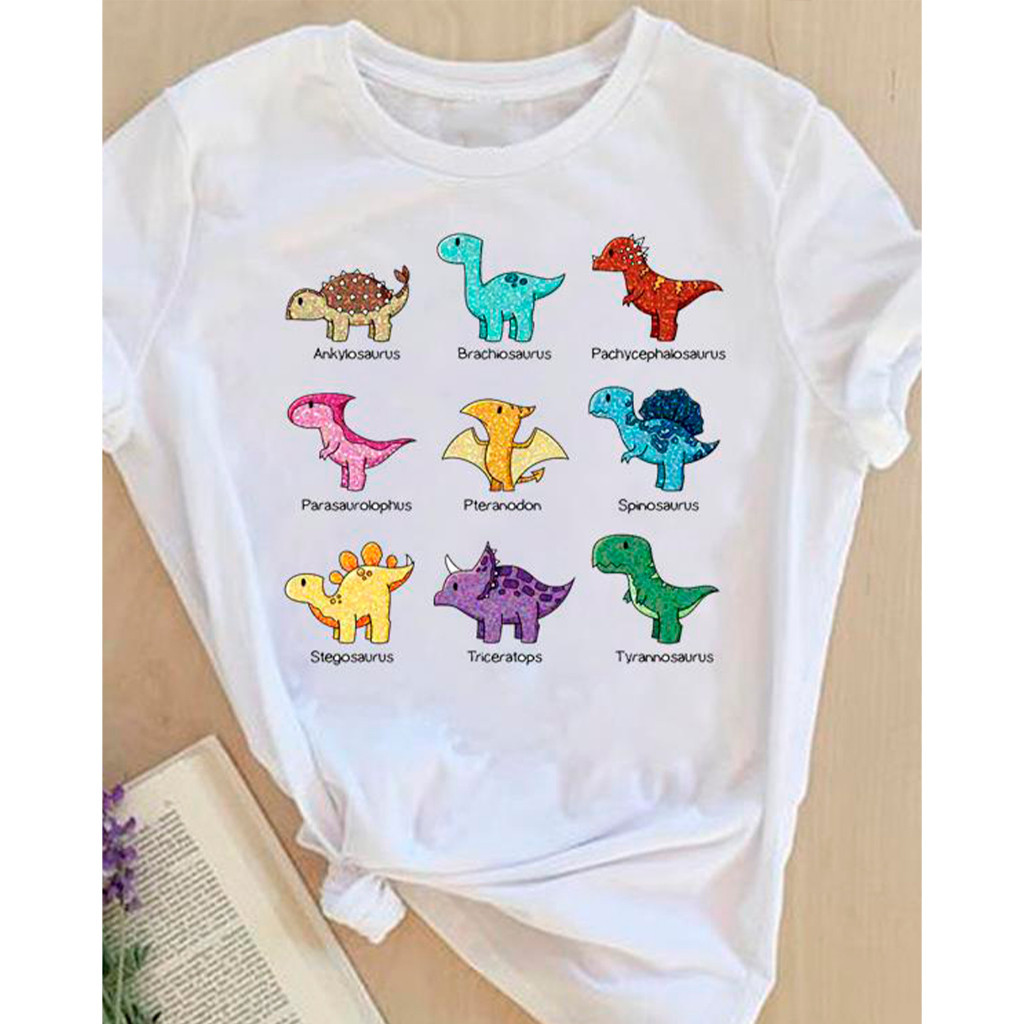 Camiseta Camisa blusa infantil Dinossauros Fofinhos algodão100% em Oferta na Shopee