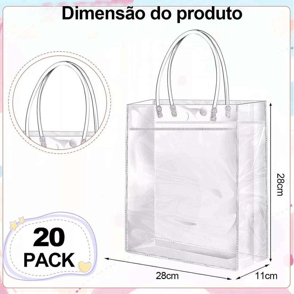 40 peças saco de lembrança saco transparente sacola festa de noiva bebê batismo