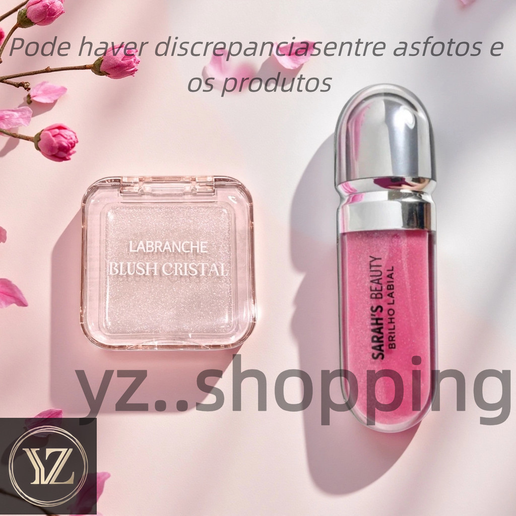 Conjunto Maquiagem Labranche & Sarah’s Beauty – Blush Iluminador Cristal + Gloss Labial Brilho Intenso em Oferta na Shopee