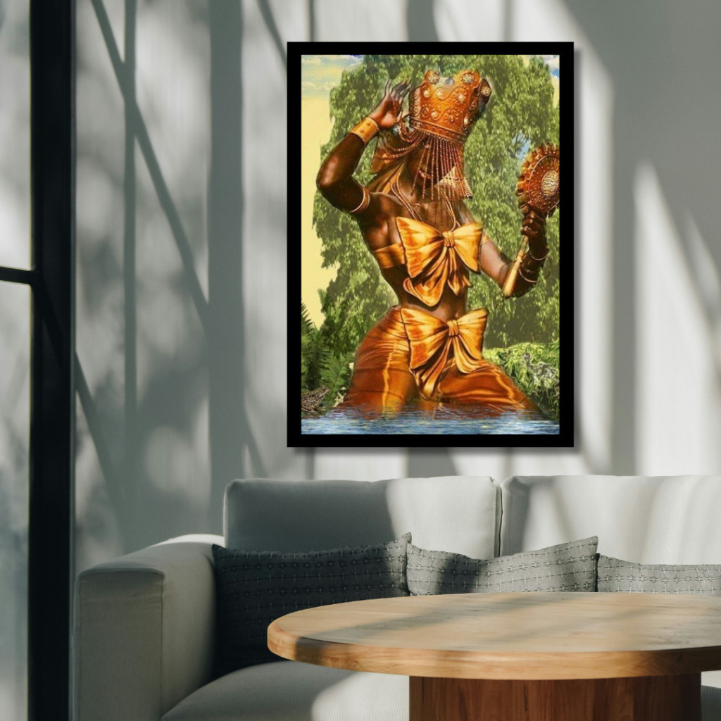 Quadro decorativo Placa MDF Oxum Olhando No Espelho Para Os Mato