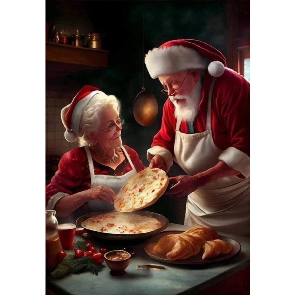 QUADRO DECORATIVO PLACA MDF- PAPAI NOEL E MAMÃE NOEL NA COZINHA